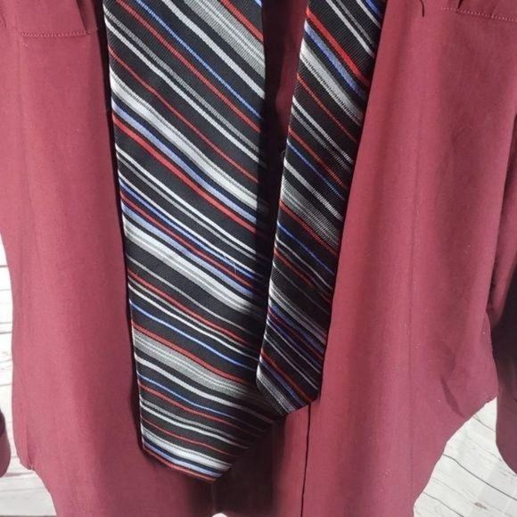 Express Design Studio Striped red blue Silk Tie Necktie - Picture 3 of 8